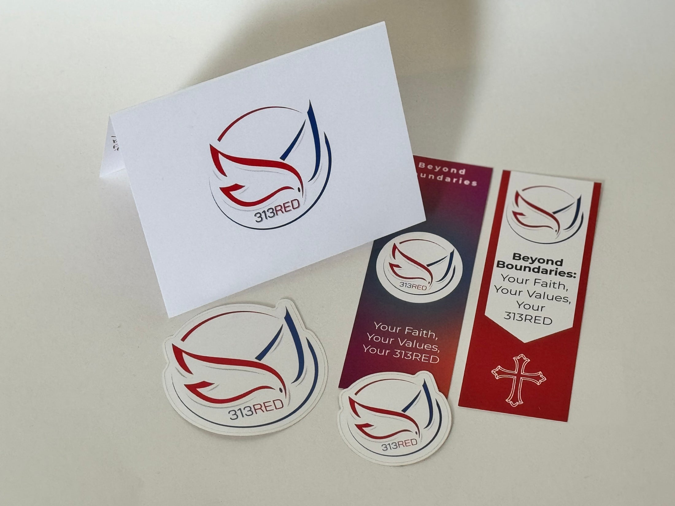 313RED - Bookmarks & Window Stickers